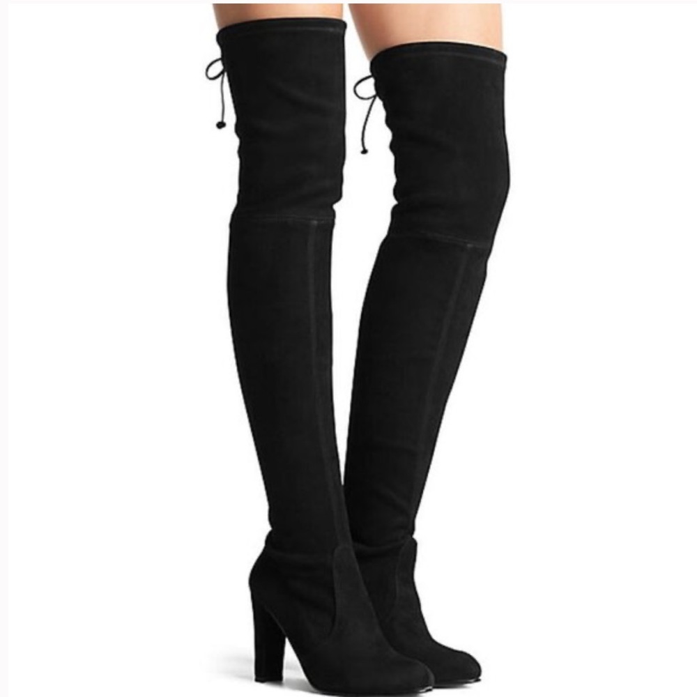 Stuart Weitzman Black Suede Highland Over the Knee Boots 8 1/2